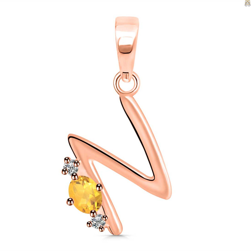 Citrine & White Topaz Alphabet N Pendant CIT-RDA-14.