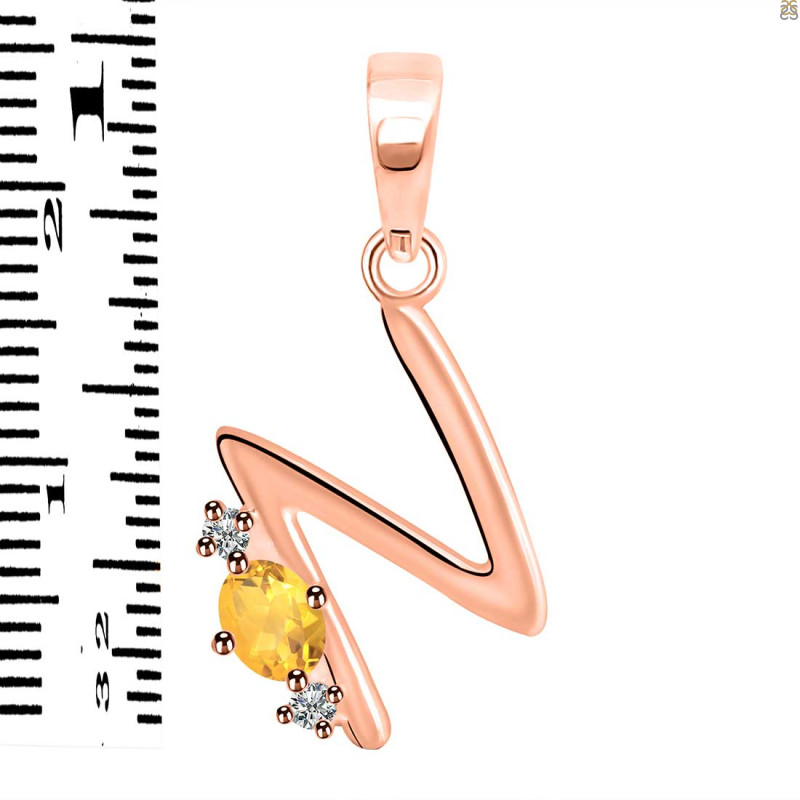 Citrine & White Topaz Alphabet N Pendant CIT-RDA-14.