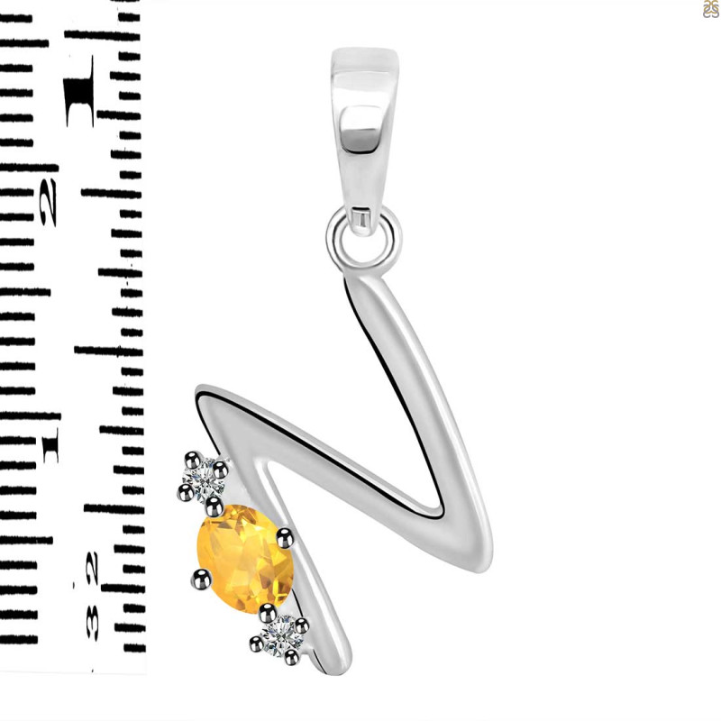 Citrine & White Topaz Alphabet N Pendant CIT-RDA-14.