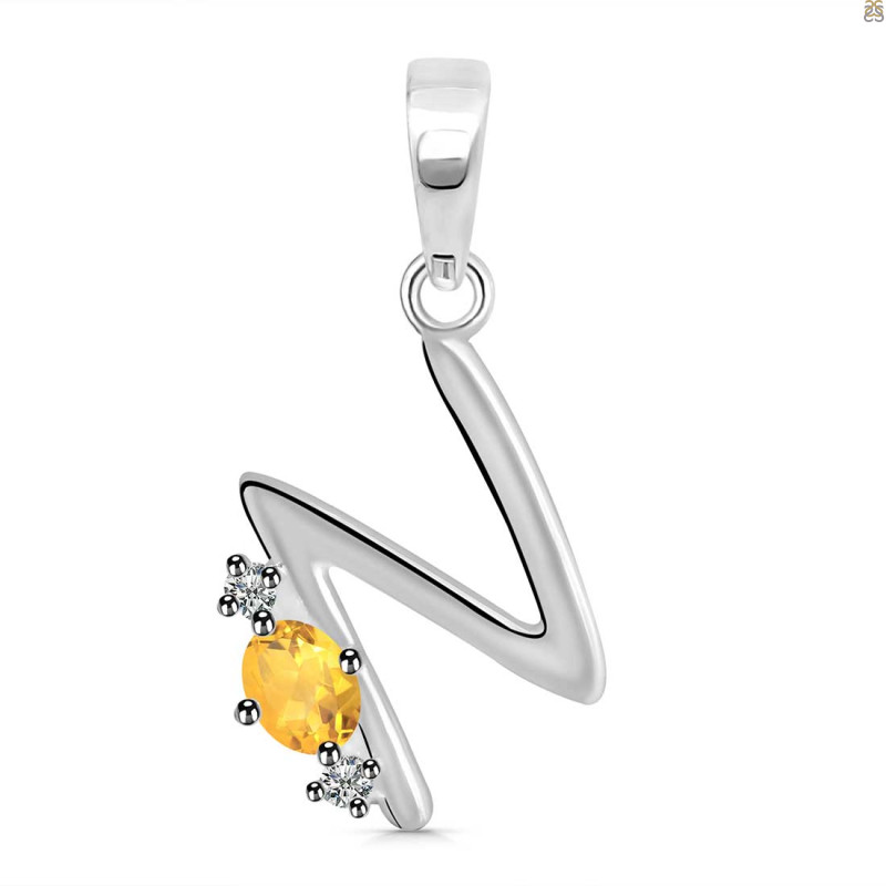 Citrine & White Topaz Alphabet N Pendant CIT-RDA-14.