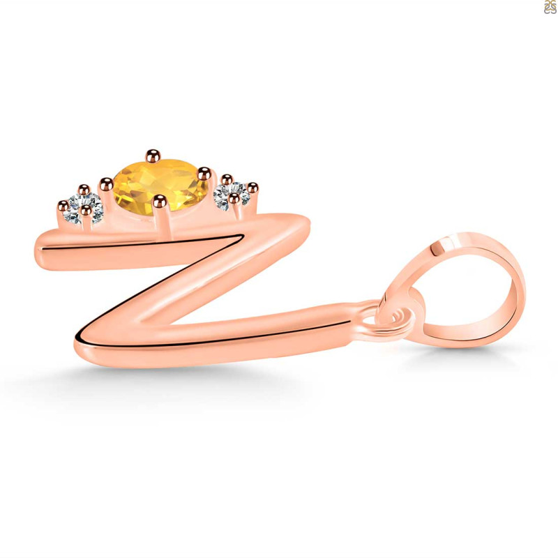 Citrine & White Topaz Alphabet N Pendant CIT-RDA-14.