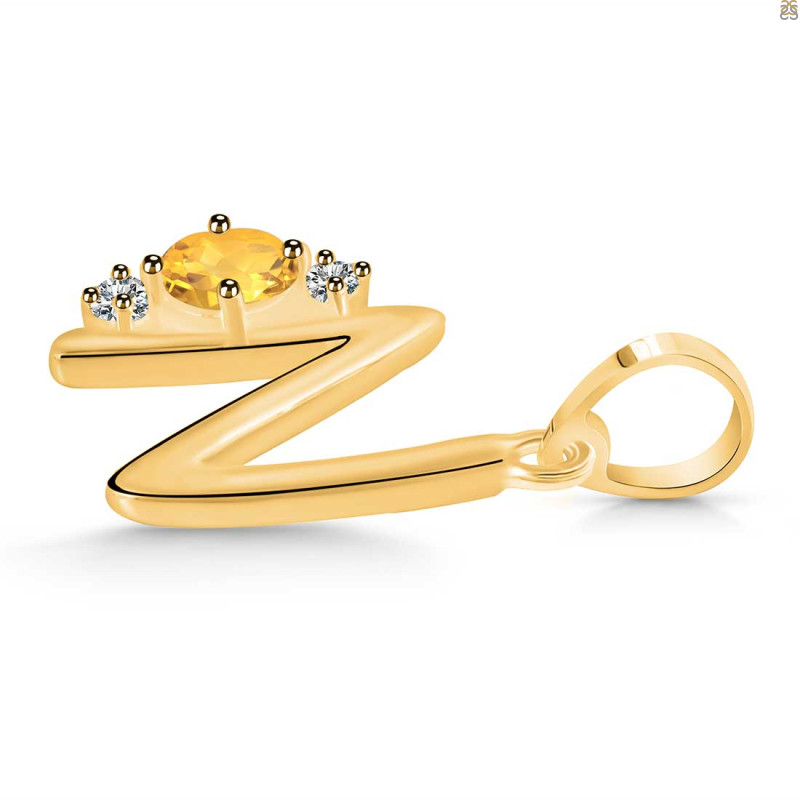 Citrine & White Topaz Alphabet N Pendant CIT-RDA-14.