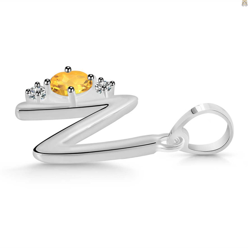 Citrine & White Topaz Alphabet N Pendant