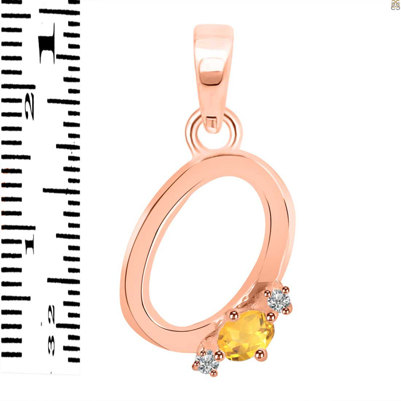 Citrine & White Topaz Alphabet O Pendant CIT-RDA-15.