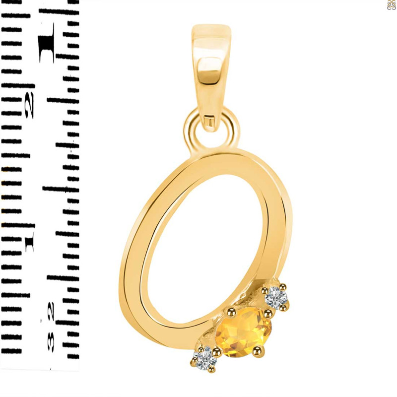 Citrine & White Topaz Alphabet O Pendant CIT-RDA-15.