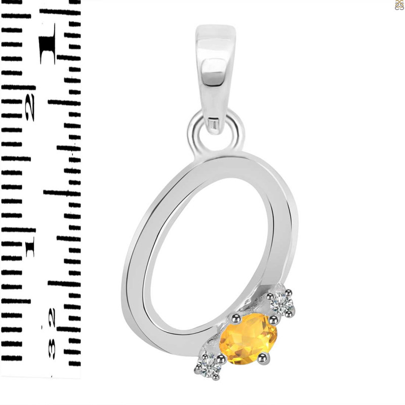 Citrine & White Topaz Alphabet O Pendant CIT-RDA-15.