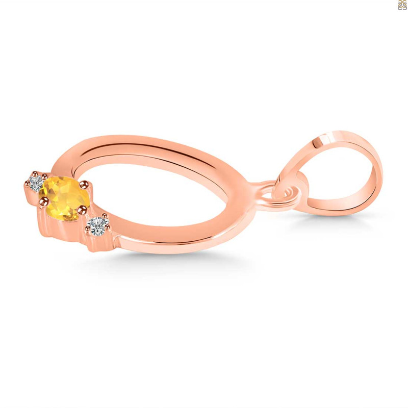 Citrine & White Topaz Alphabet O Pendant CIT-RDA-15.