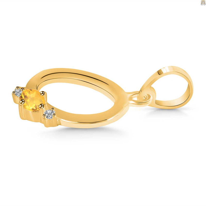 Citrine & White Topaz Alphabet O Pendant CIT-RDA-15.