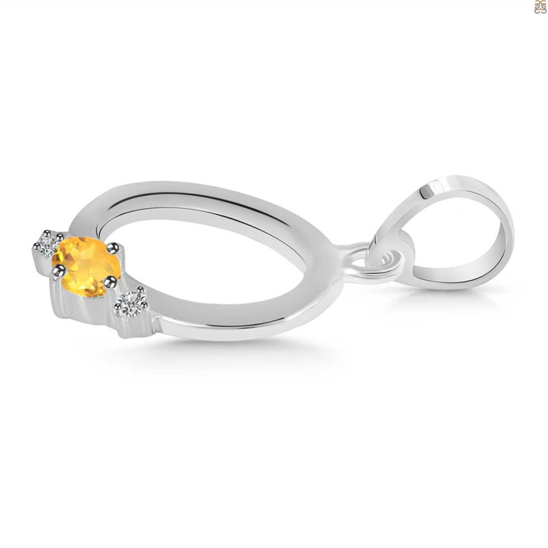 Citrine & White Topaz Alphabet O Pendant