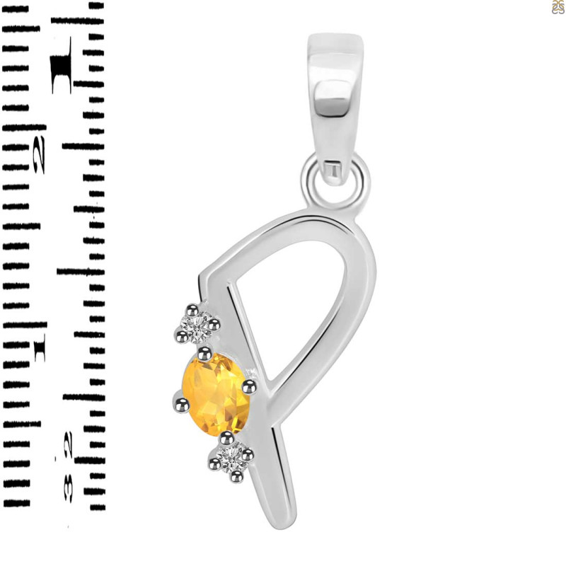 Citrine & White Topaz Alphabet P Pendant CIT-RDA-16.