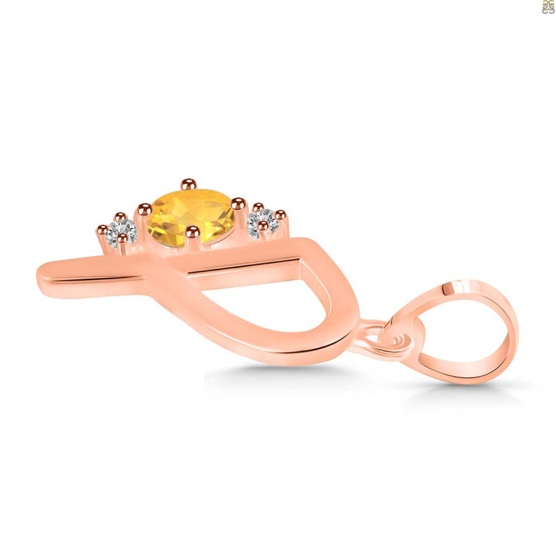 Citrine & White Topaz Alphabet P Pendant CIT-RDA-16.