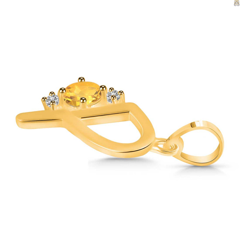 Citrine & White Topaz Alphabet P Pendant CIT-RDA-16.