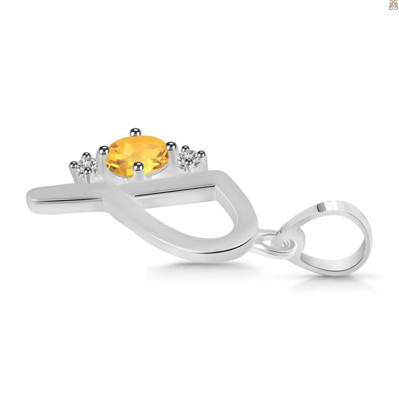 Citrine & White Topaz Alphabet P Pendant