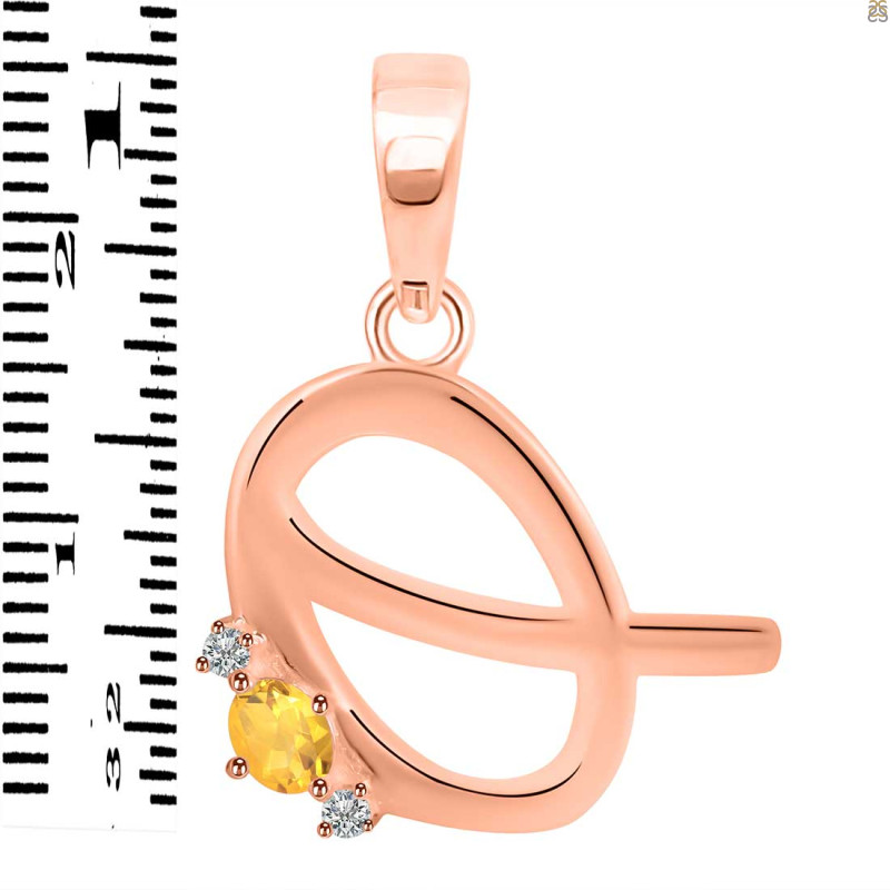 Citrine & White Topaz Alphabet Q Pendant CIT-RDA-17.