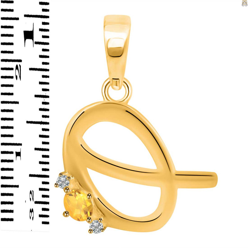 Citrine & White Topaz Alphabet Q Pendant CIT-RDA-17.