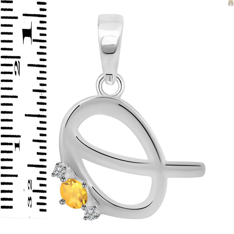 Citrine & White Topaz Alphabet Q Pendant CIT-RDA-17.