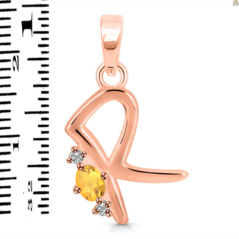 Citrine & White Topaz Alphabet R Pendant CIT-RDA-18.