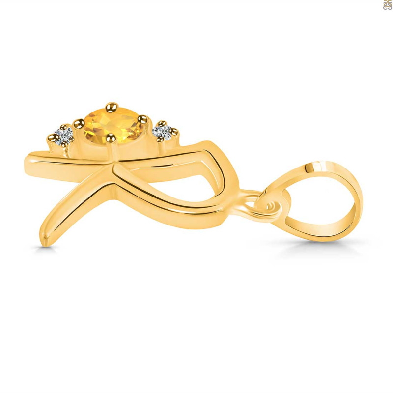 Citrine & White Topaz Alphabet R Pendant CIT-RDA-18.