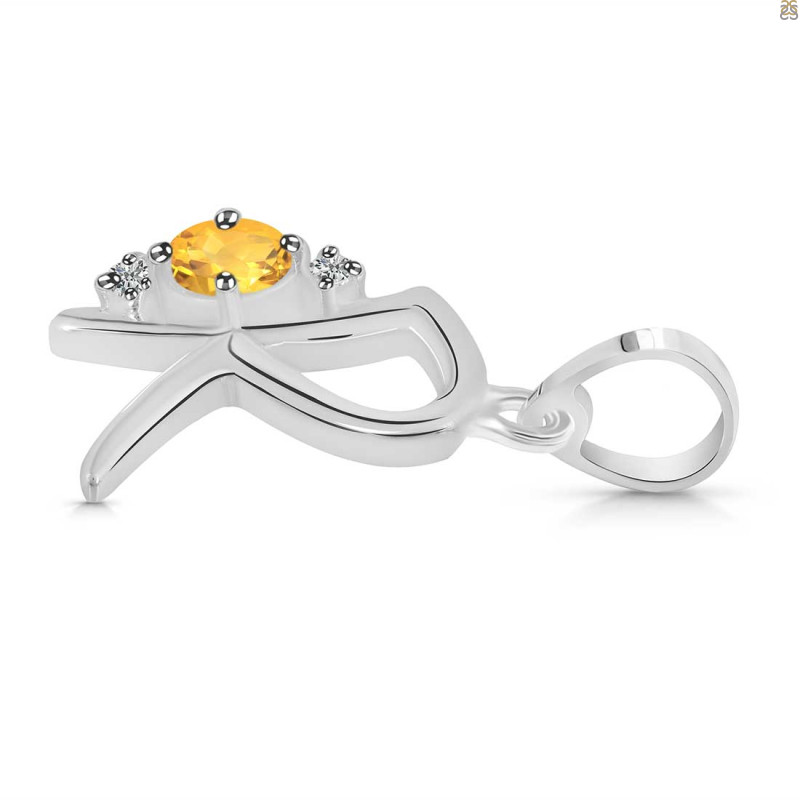 Citrine & White Topaz Alphabet R Pendant