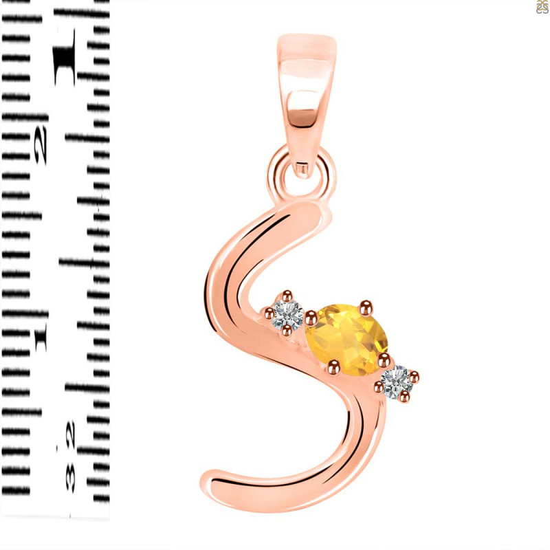 Citrine & White Topaz Alphabet S Pendant CIT-RDA-19.