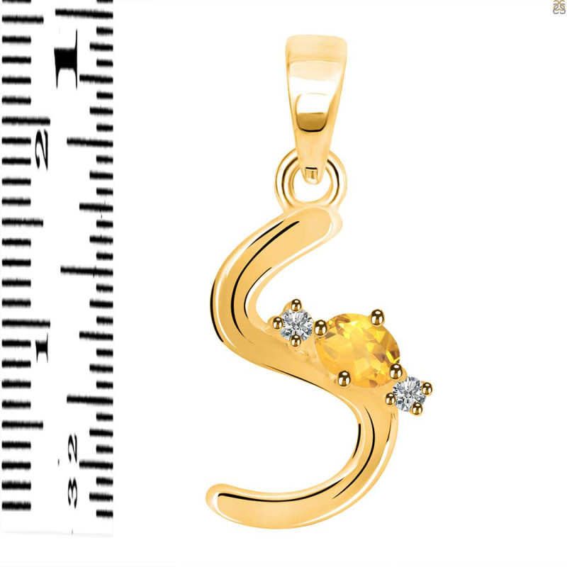 Citrine & White Topaz Alphabet S Pendant CIT-RDA-19.