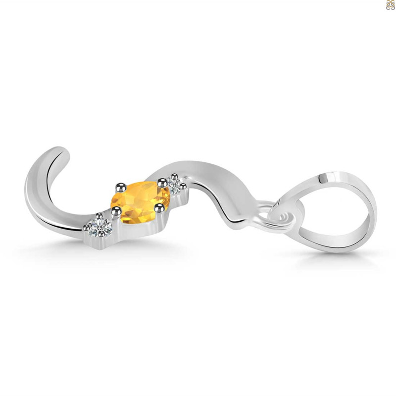 Citrine & White Topaz Alphabet S Pendant