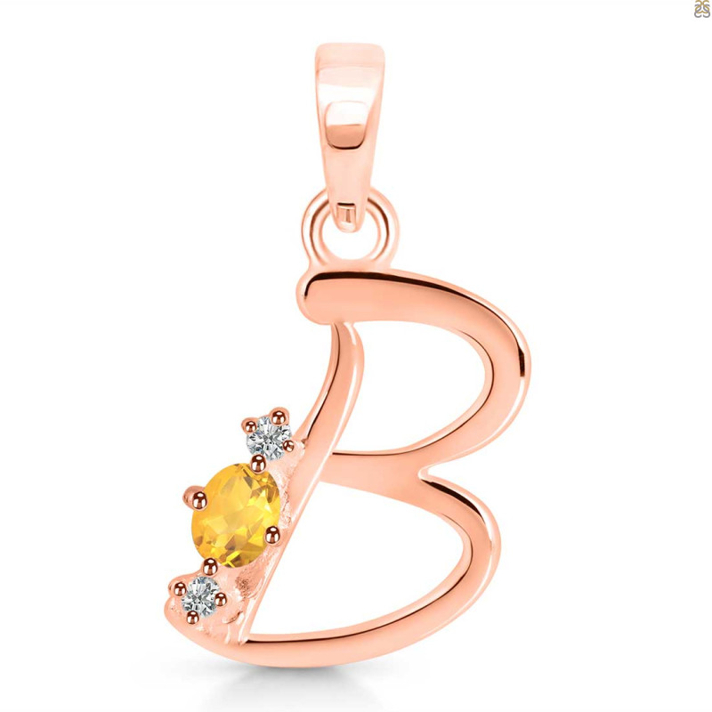 Citrine & White Topaz Alphabet B Pendant CIT-RDA-2.