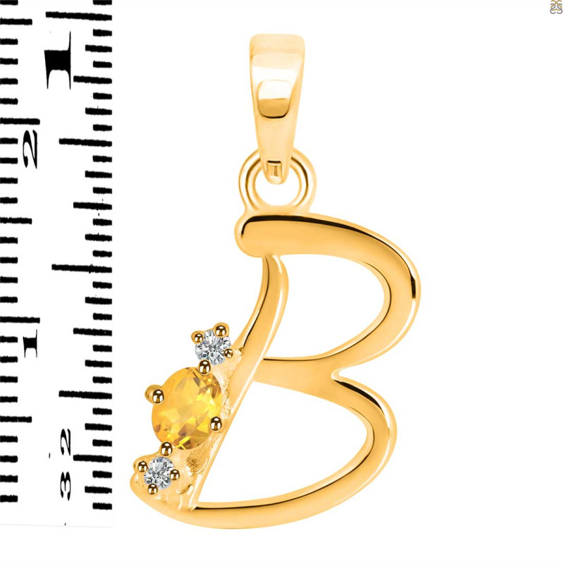 Citrine & White Topaz Alphabet B Pendant CIT-RDA-2.