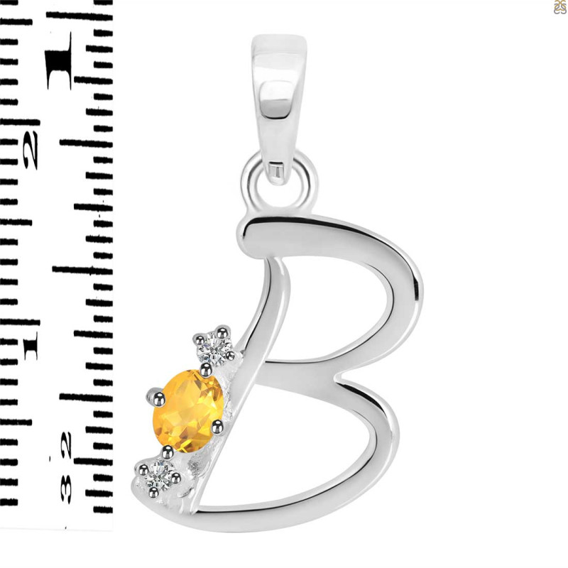 Citrine & White Topaz Alphabet B Pendant CIT-RDA-2.