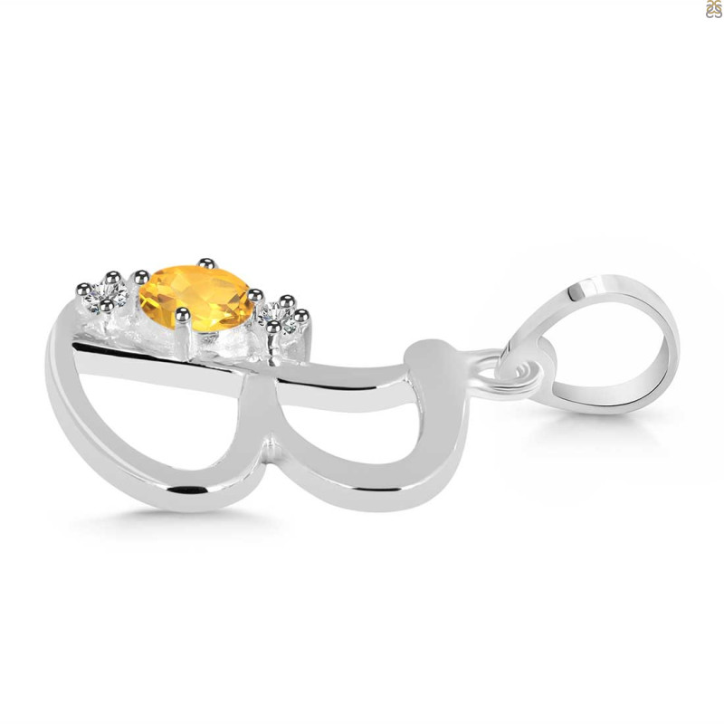 Citrine & White Topaz Alphabet B Pendant
