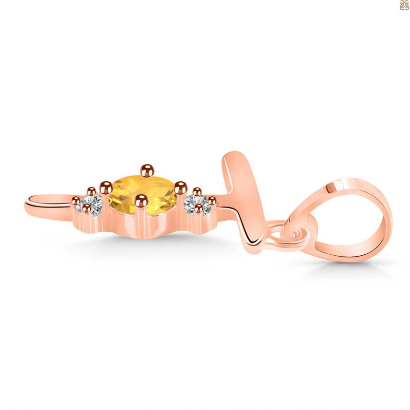 Citrine & White Topaz Alphabet T Pendant CIT-RDA-20.
