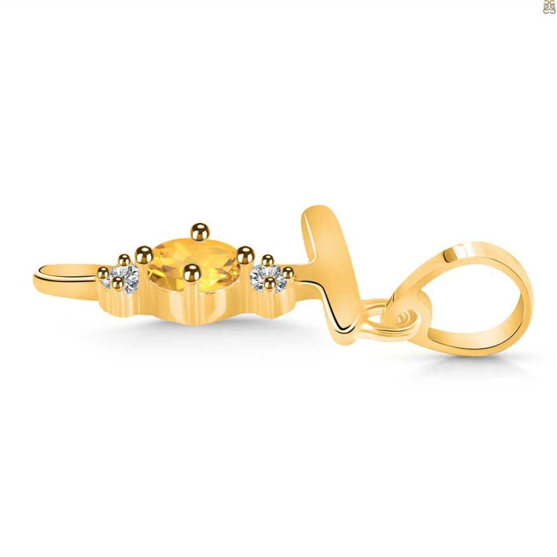 Citrine & White Topaz Alphabet T Pendant CIT-RDA-20.