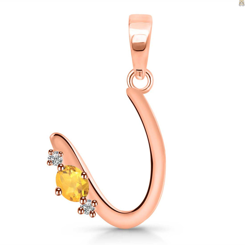 Citrine & White Topaz Alphabet U Pendant CIT-RDA-21.