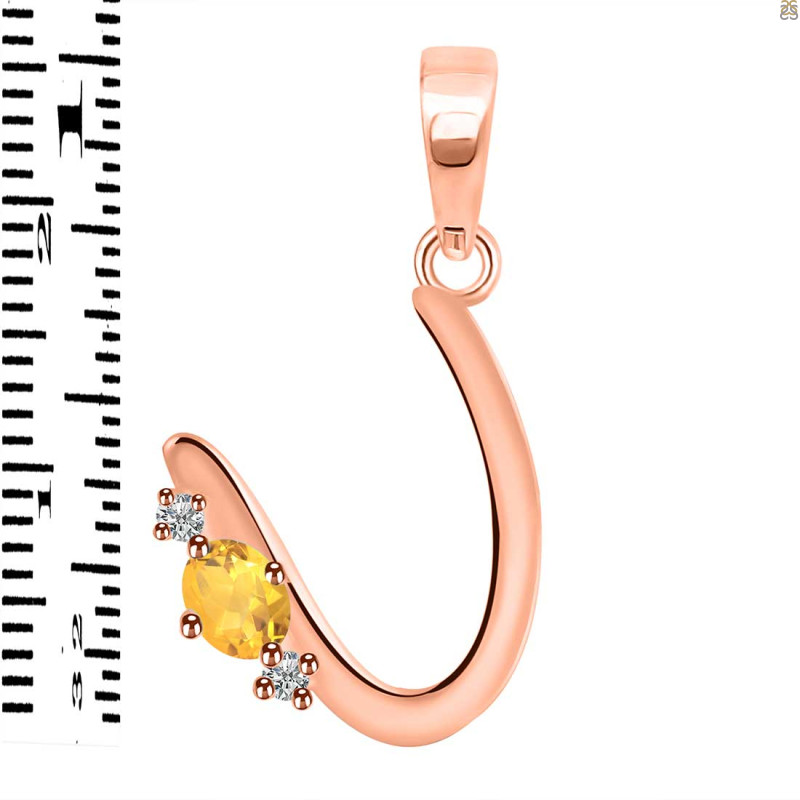 Citrine & White Topaz Alphabet U Pendant CIT-RDA-21.