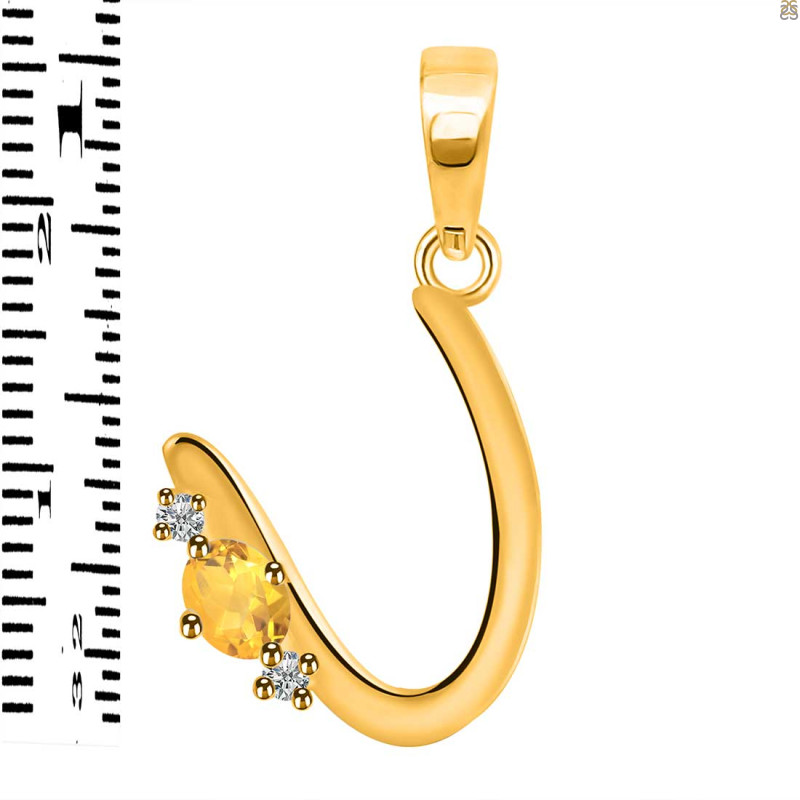 Citrine & White Topaz Alphabet U Pendant CIT-RDA-21.