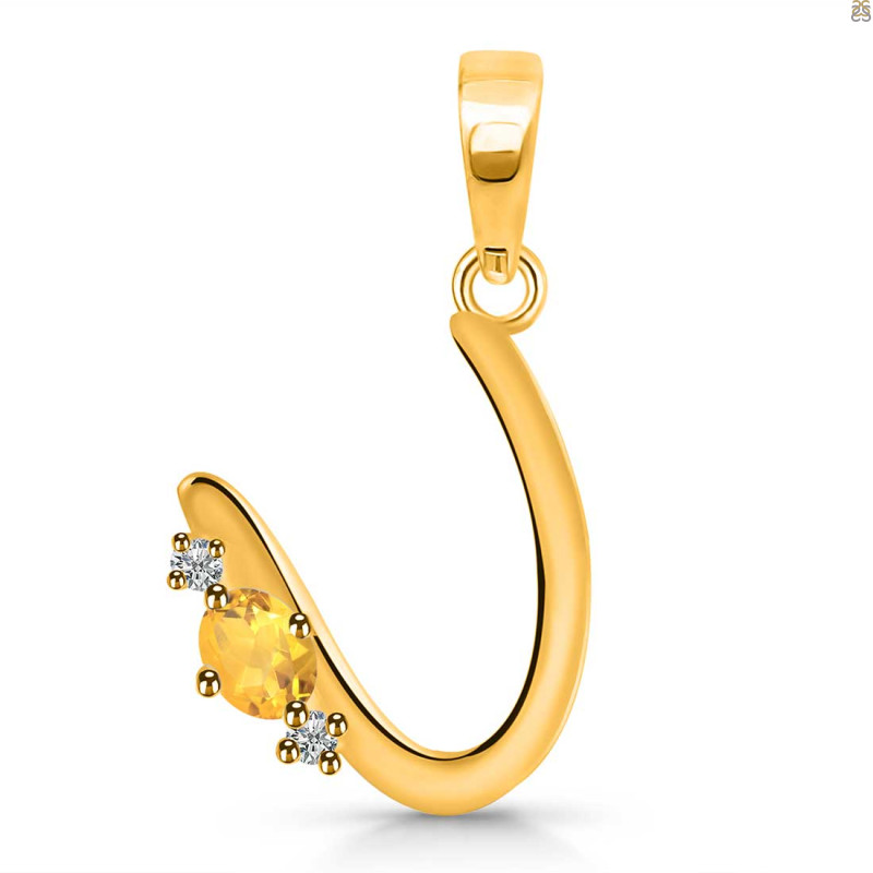 Citrine & White Topaz Alphabet U Pendant CIT-RDA-21.