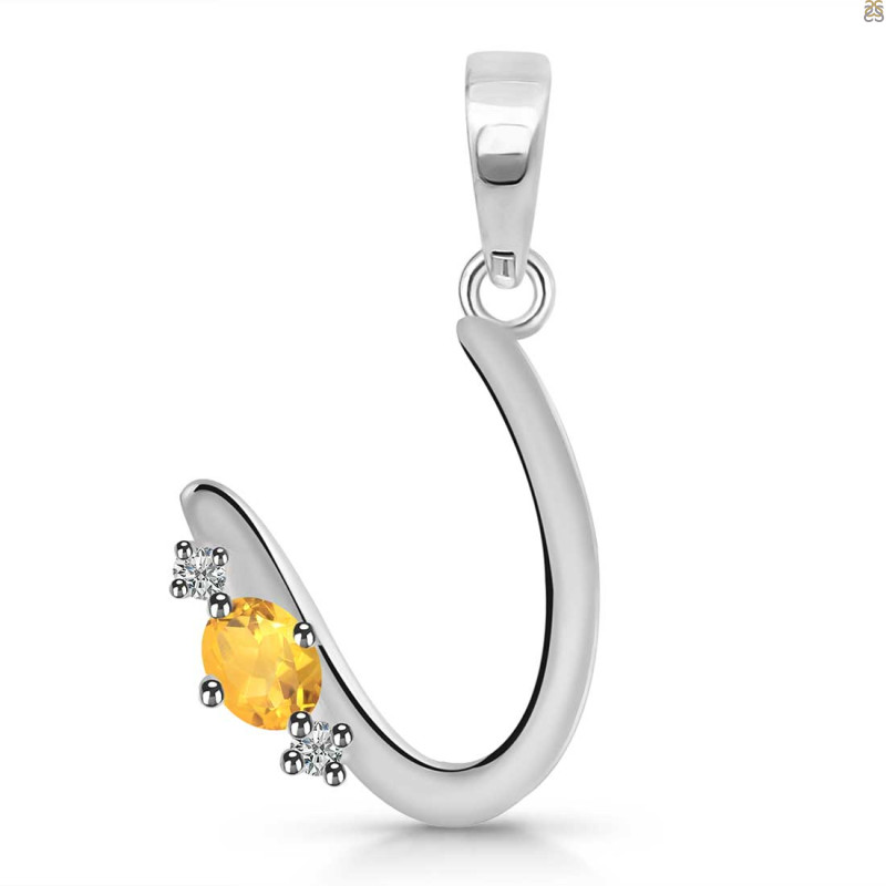 Citrine & White Topaz Alphabet U Pendant CIT-RDA-21.