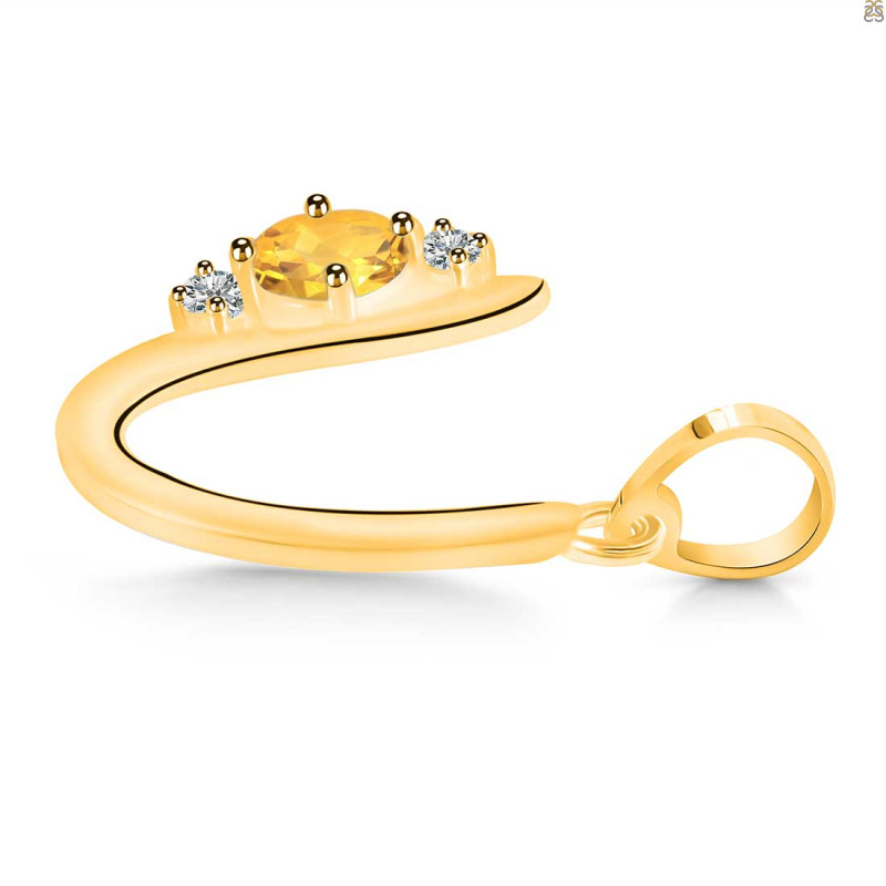 Citrine & White Topaz Alphabet U Pendant CIT-RDA-21.