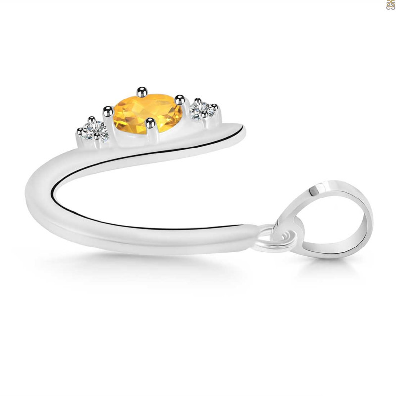 Citrine & White Topaz Alphabet U Pendant