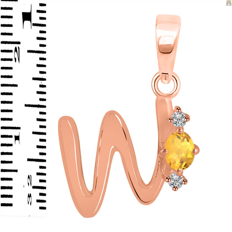 Citrine & White Topaz Alphabet W Pendant CIT-RDA-23.