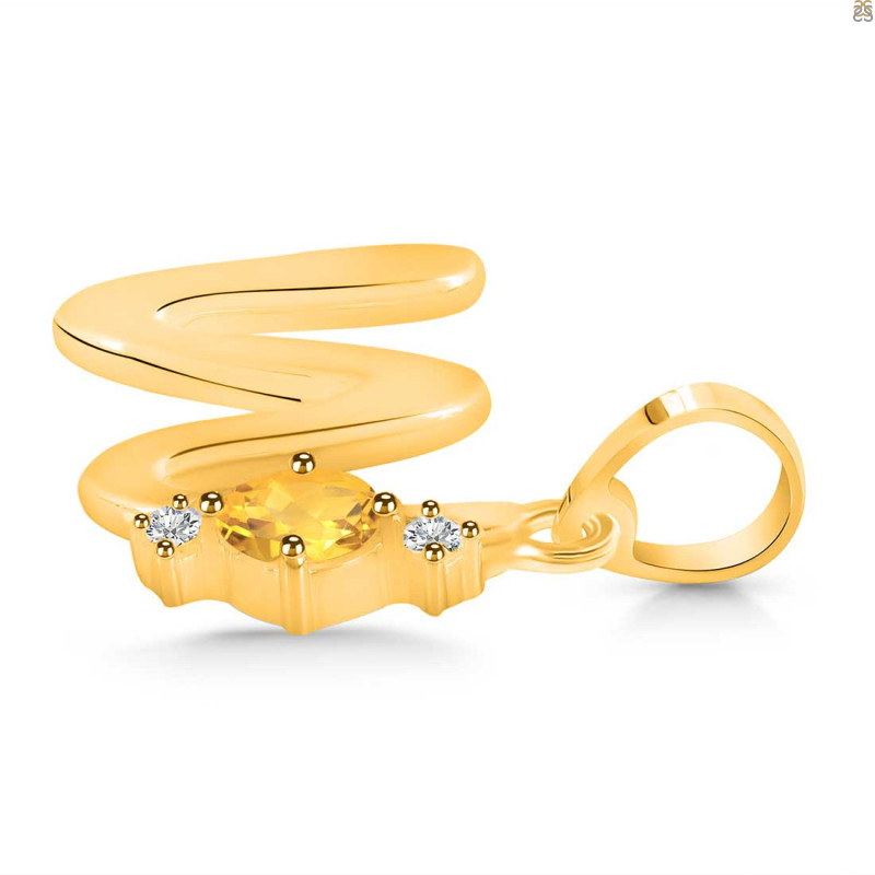Citrine & White Topaz Alphabet W Pendant CIT-RDA-23.