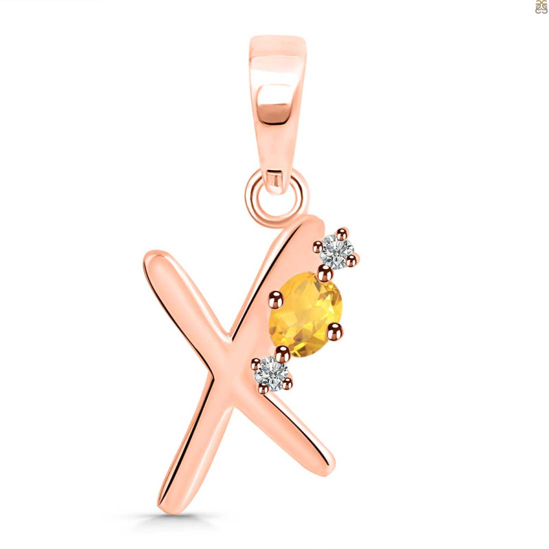 Citrine & White Topaz Alphabet X Pendant CIT-RDA-24.