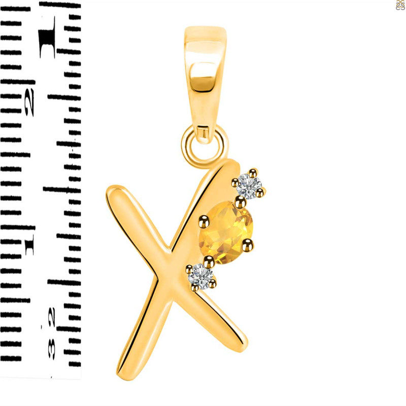 Citrine & White Topaz Alphabet X Pendant CIT-RDA-24.