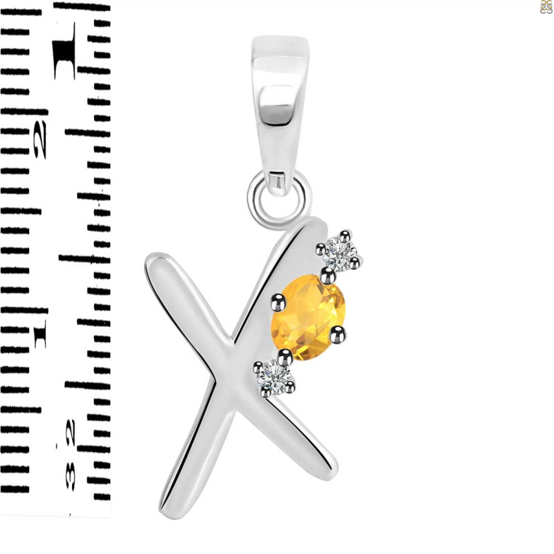 Citrine & White Topaz Alphabet X Pendant CIT-RDA-24.