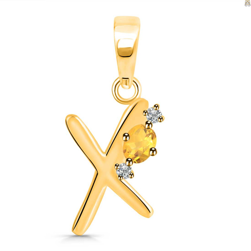Citrine & White Topaz Alphabet X Pendant CIT-RDA-24.