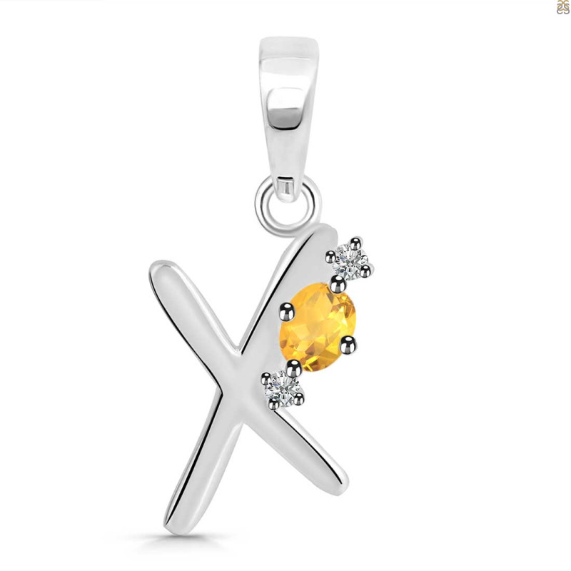 Citrine & White Topaz Alphabet X Pendant CIT-RDA-24.