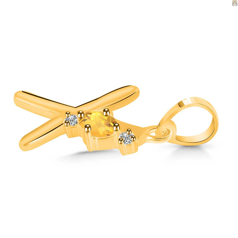 Citrine & White Topaz Alphabet X Pendant CIT-RDA-24.