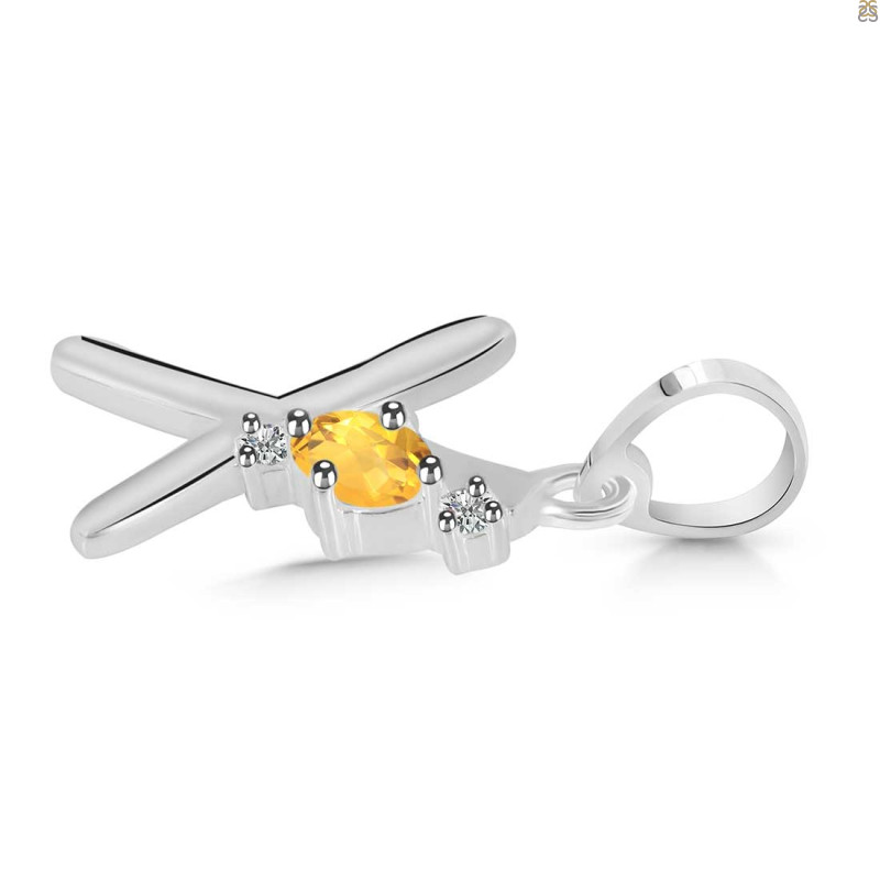 Citrine & White Topaz Alphabet X Pendant