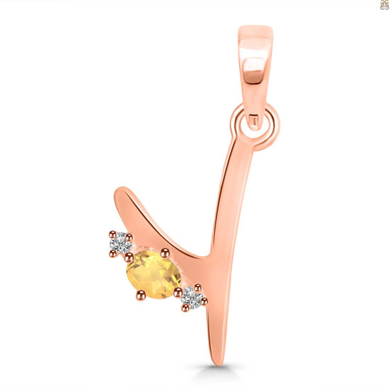 Citrine & White Topaz Alphabet Y Pendant CIT-RDA-25.