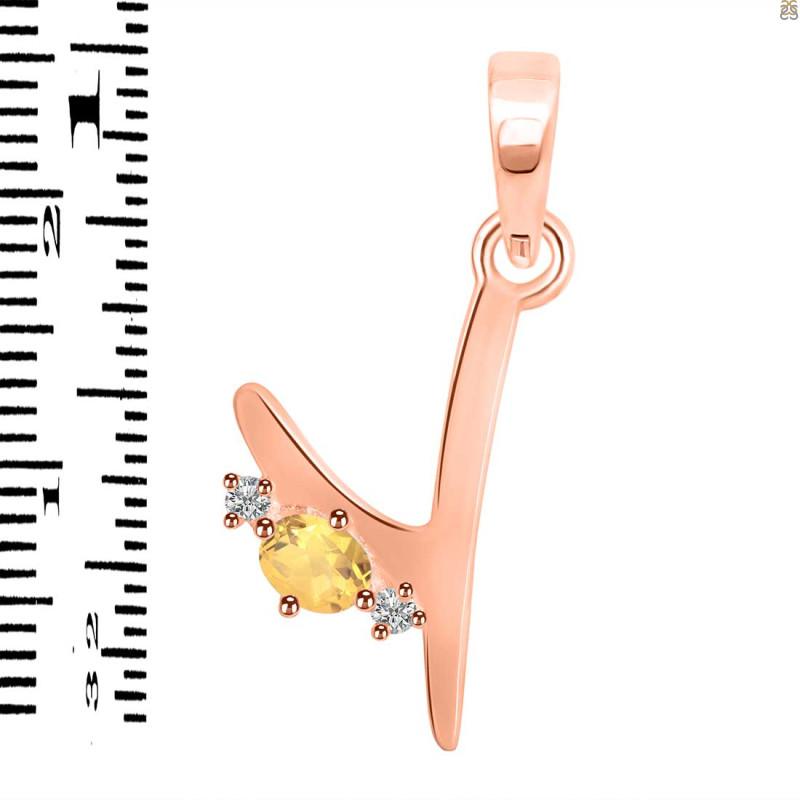 Citrine & White Topaz Alphabet Y Pendant CIT-RDA-25.